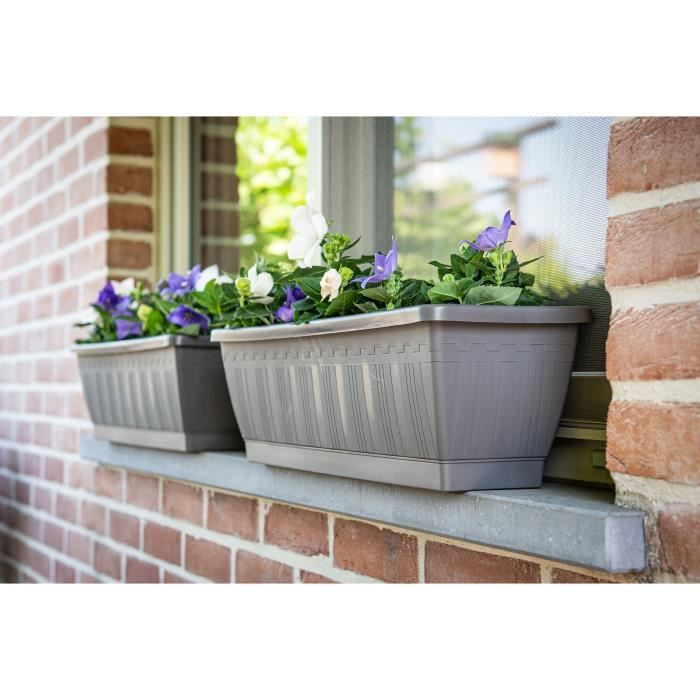 GARDEN ID Planter - Terraflor 60 cm - Anthracite - Water reservoir - Recycled polypropylene
