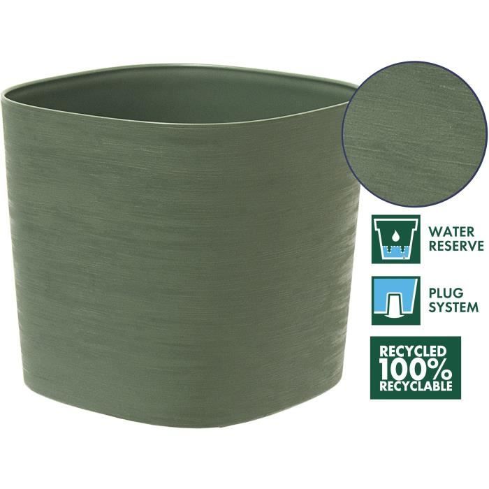 GARDEN ID Planter with Water Reservoir - Respect Verdigris Green - 20 x 20 cm - 100% Household Waste - Recyclable