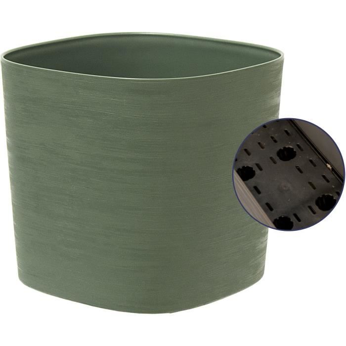 GARDEN ID Planter with Water Reservoir - Respect Verdigris Green - 20 x 20 cm - 100% Household Waste - Recyclable