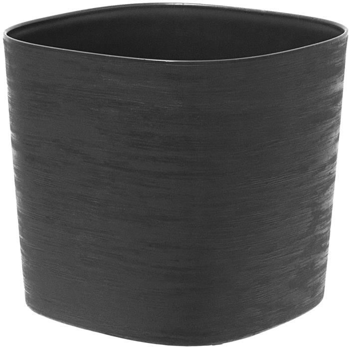 GARDEN ID Planter with Water Reservoir - Respect Black-Anthracite - 20 x 20 cm - 100% Household Waste - Recyclable