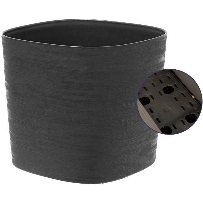 GARDEN ID Planter with Water Reservoir - Respect Black-Anthracite - 20 x 20 cm - 100% Household Waste - Recyclable