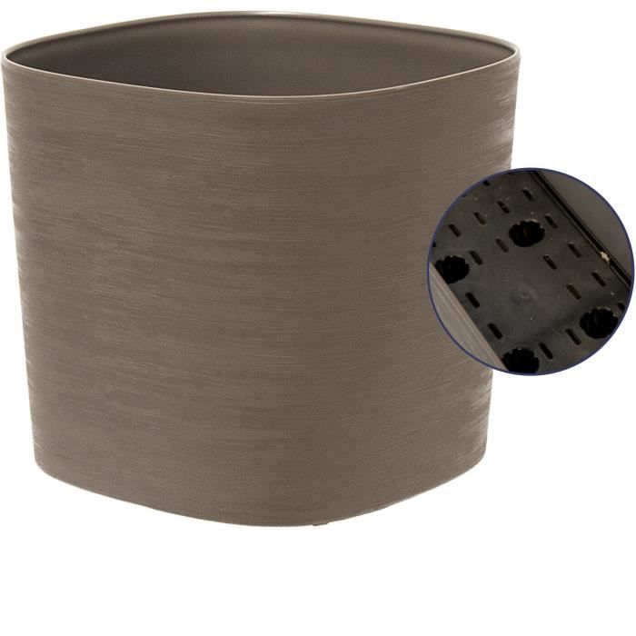 GARDEN ID Pot with Water Reservoir - Taupe 30 x 30 cm - 100% Recycled - Textured Surface