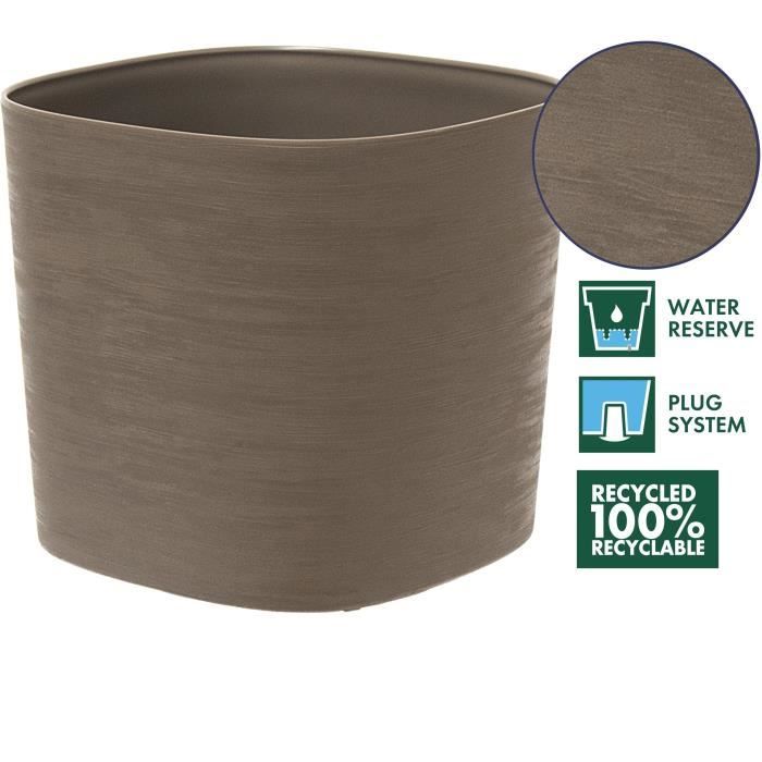 GARDEN ID Pot with Water Reservoir - Taupe 30 x 30 cm - 100% Recycled - Textured Surface