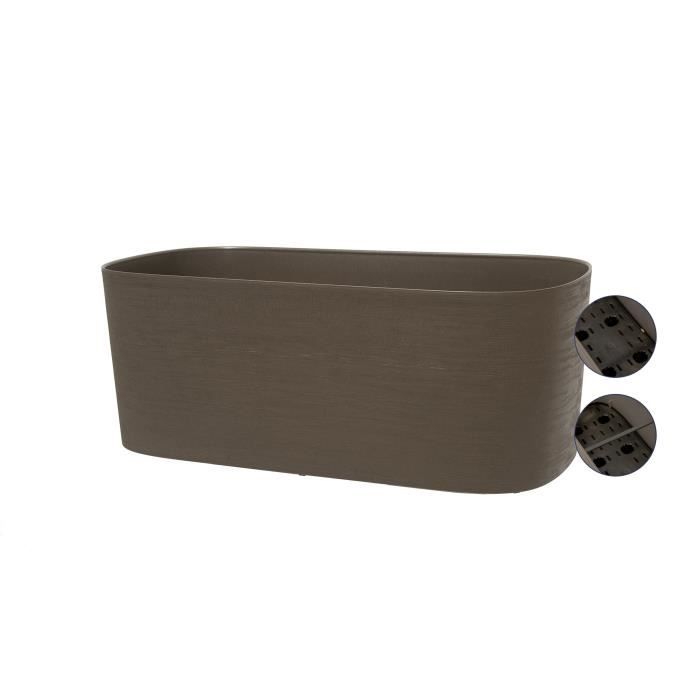 Jardiniere avec réserve d'eau - GARDEN ID Respect - Taupe 50 x 17 cm - 100% déchets ménagers - 100% recyclable - Surface structurée.