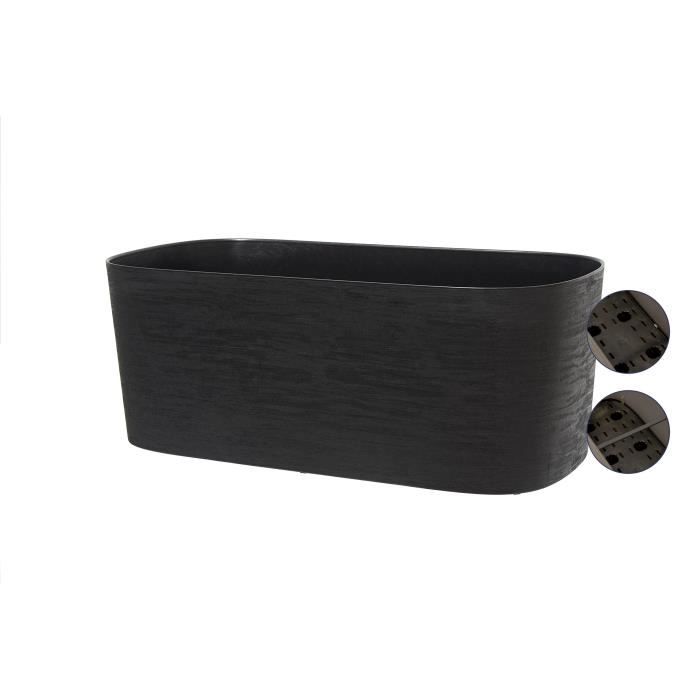 GARDEN ID Planter with Water Reservoir - Black-Anthracite 50 x 17 cm - 100% Recycled