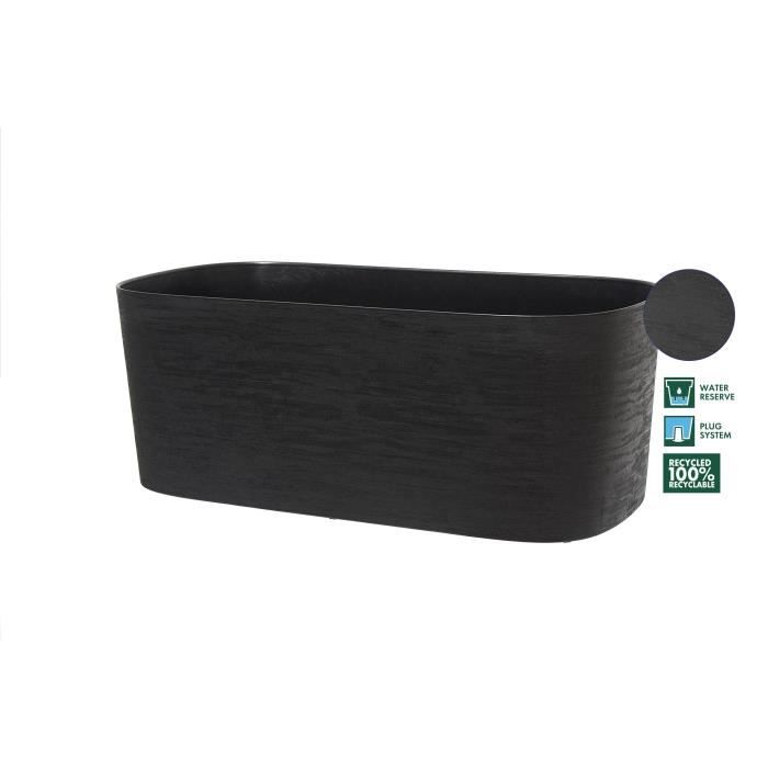 GARDEN ID Planter with Water Reservoir - Black-Anthracite 50 x 17 cm - 100% Recycled