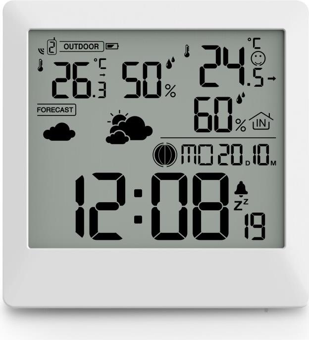 Hama Palawan Weather Station with Outdoor Sensor Radio Alarm Clock Thermo/Hygro White