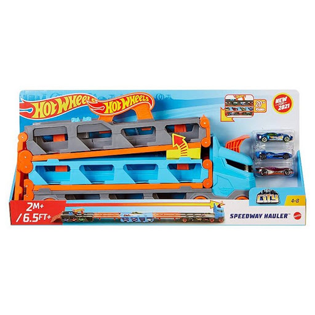 Hot Wheels Speedway Hauler + 3 Cars