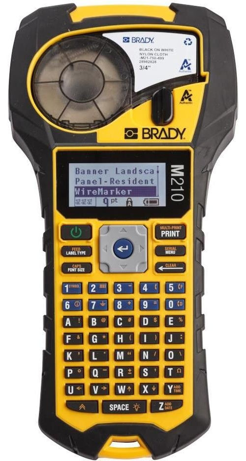 Brady, M210 Etikettendrucker, Kartonverpackung, mobiles Beschriftungsgerät, Endlos- und Etikettendruck, ABC-Tastatur, max. Breite 19,05mm, 203dpi (152260) afbeelding 1