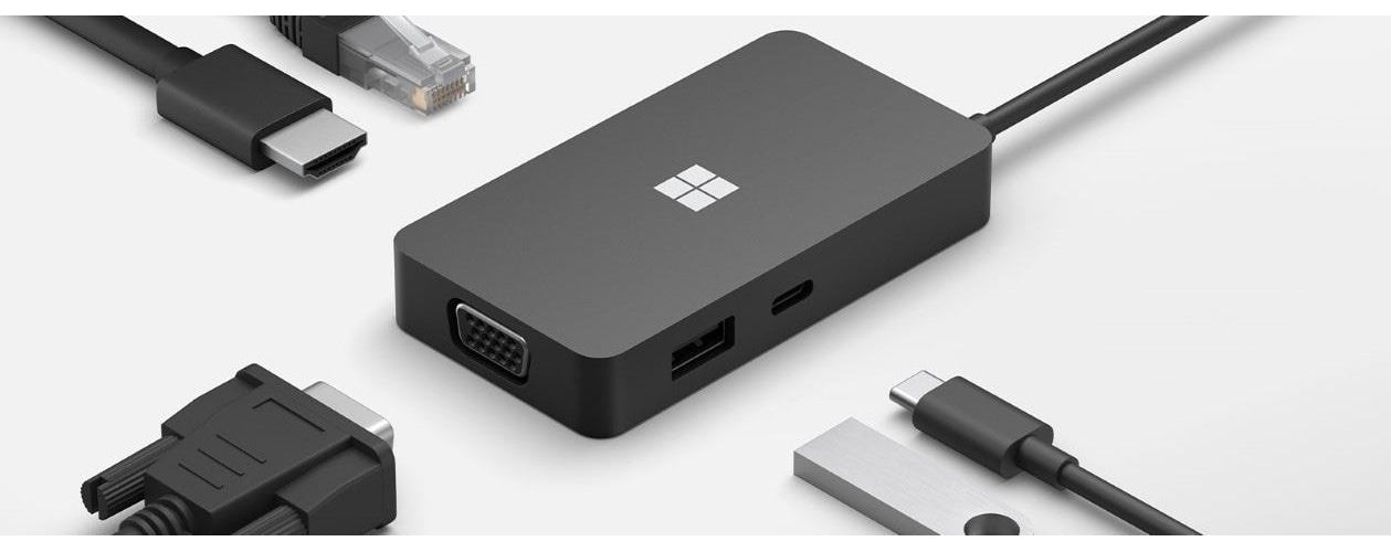 Microsoft USB-C Travel Hub - Dockingstation - USB-C - VGA, HDMI - 1GbE - kommerziell (1E4-00003) afbeelding 1