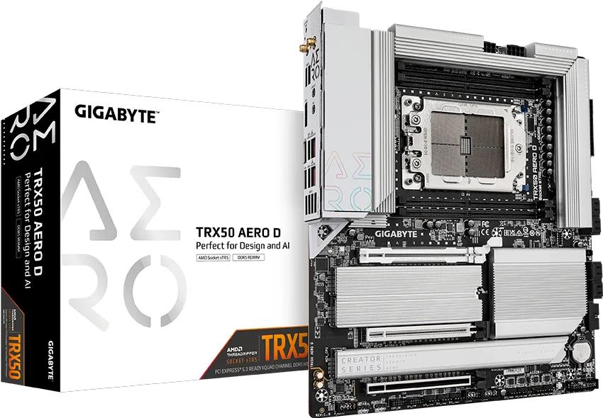 Gigabyte TRX50 AERO D 1.0 Motherboard E-ATX Socket sTR5 AMD TRX50 Chipset USB 3.2 Gen 1 USB 3.2 Gen 2 USB4 USB-C 3.2 Gen
