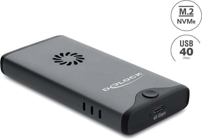 Delock USB Type-C 40 Gbps Enclosure for 1 x M.2 NVMe PCIe SSD with Fan - Tool-free (42034)