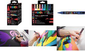 POSCA Pigment Marker PC-5BR BRUSH, 16-Piece Set, Assorted Colors 1.0 - 4 mm