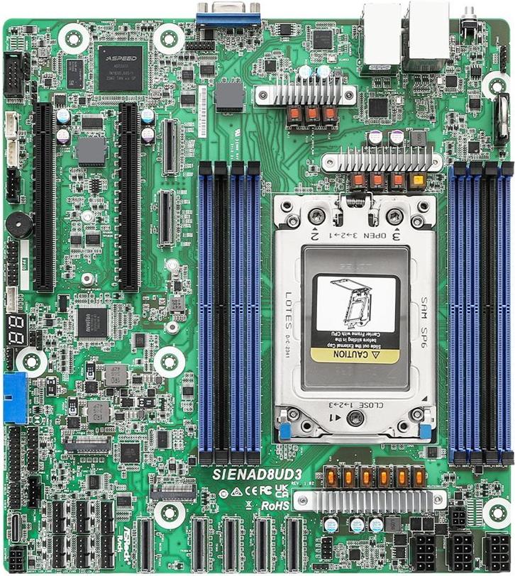 ASRock Rack SIENAD8UD3 - Motherboard - Deep Micro ATX - Socket SP6/ LGA4844 - SIENAD8UD3