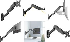 Logilink Mounting Kit Wall Mount for Monitor Curved Monitor Gas Spring Plastic Aluminum Steel Black 17-32 inch (BP0145)