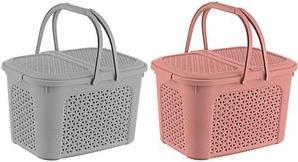 keeeper Picnic Basket "inka" 28 Liters Nordic Grey Shopping Basket with Lid Rattan Look
