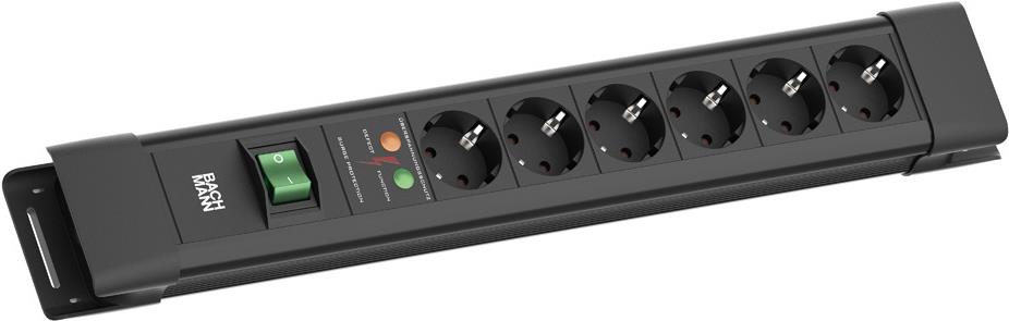 Bachmann CONNECTUS 6xCEE7/3 1xSPD 1xSwitch 2.0 m CEE7/7 Black | Model BM005911