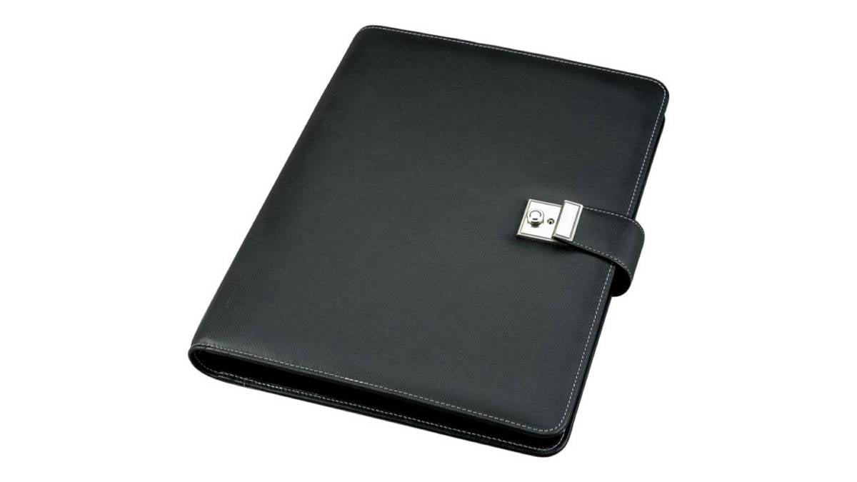 Alassio Dokumentenmappe - DIN A4 - Nappa-Leder - black mit Ringmechanik - Klarsichtfach - mit 5 Dokumentenhüllen (31513)