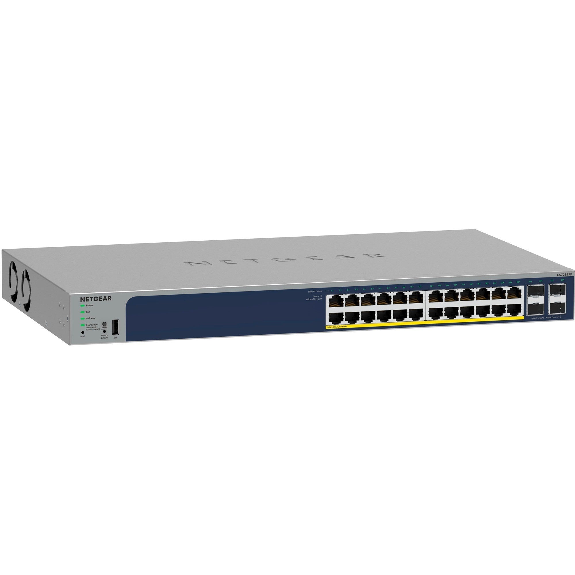 NETGEAR Smart GS728TPP Switch - L3 Lite, 24x PoE+ Ports, 4x SFP