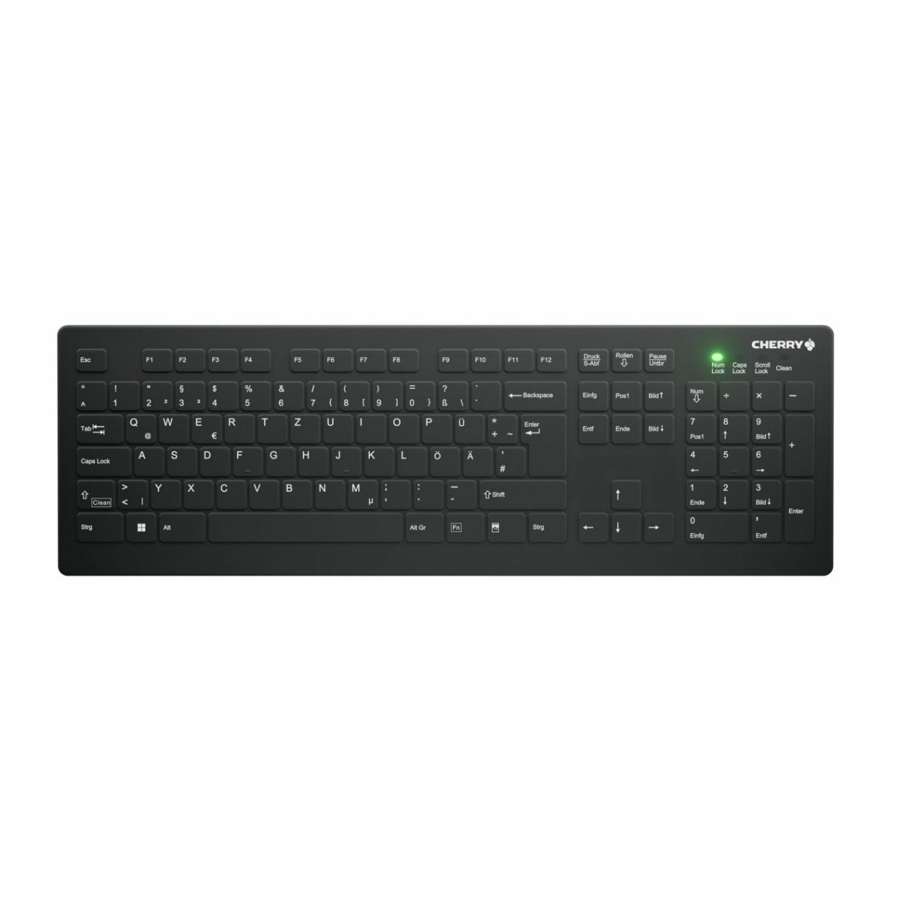 CHERRY Active Key AK-C8112 - Tastatur - Wischdesinfektion, flaches Tastenprofil - waschbar - kabellos - 2,4 GHz - QWERTZ - Deutsch - black (AK-C8112-FU1-B/DE)
