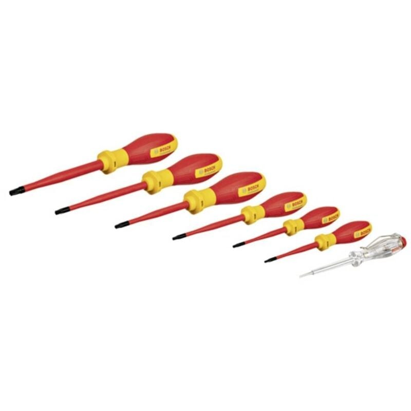 Bosch Professional TX VDE Screwdriver Set - 7 Pieces (with Single-pole Phase Tester)