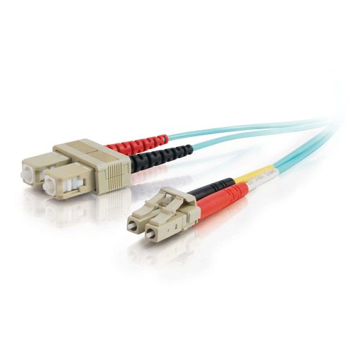 C2G LC-SC 10Gb 50/125 OM3 Duplex Multimode Fiber Optic Cable - 2 m - Aquamarine