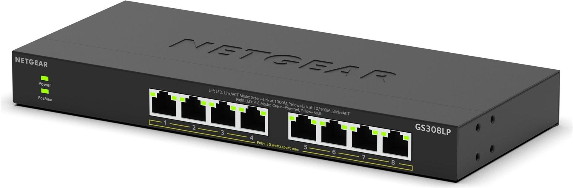 Netgear 300 Series GS308LP Switch Unmanaged 8 x 10/100/1000 PoE+ GS308LP-100EUS
