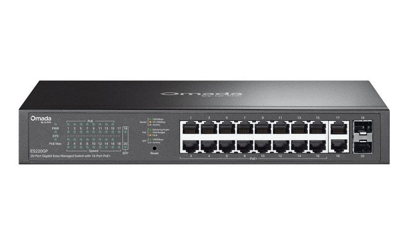 OMADA ES220GP network switch Managed Gigabit Ethernet (10/100/1000) Power over Ethernet (PoE) Black afbeelding 1