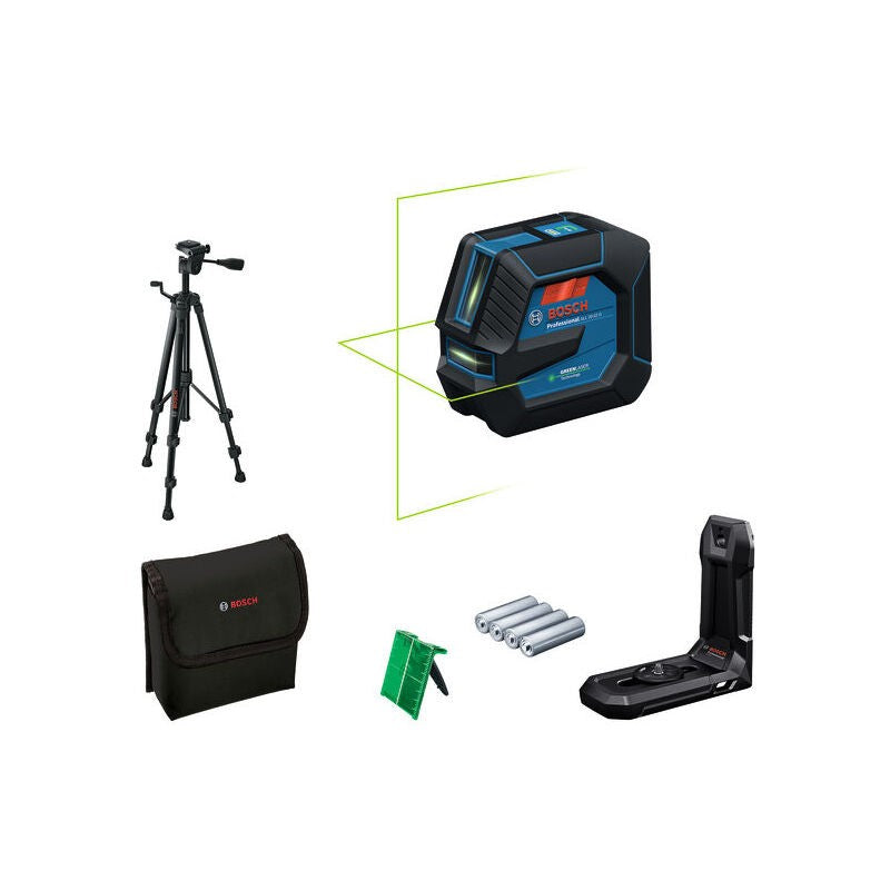 Bosch GLL 20-22 G - Green Line Laser - 4 x 1.5V Batteries - BT 150 Tripod - Carrying Bag
