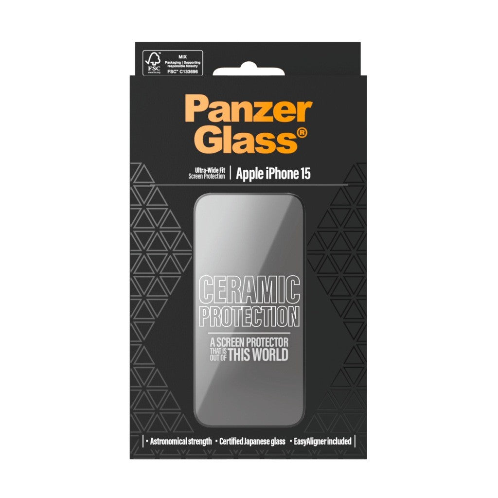 PanzerGlass Ceramic Prediction Screen Protector for iPhone 15 Black (2837)