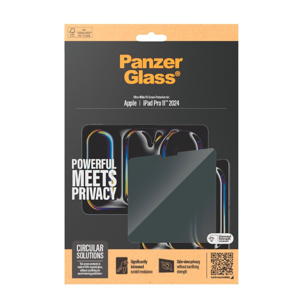 PanzerGlass Screen Protector for Tablet, 11", with Privacy Filter, Black Frame, for Apple 11-inch iPad Pro M4 (P2831)