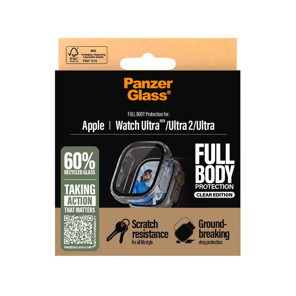 PanzerGlass Snappie Protective Front Cover for Smartwatch, Transparent, for Apple Watch Ultra 2 (49 mm), Model 3721 Microcrack2023