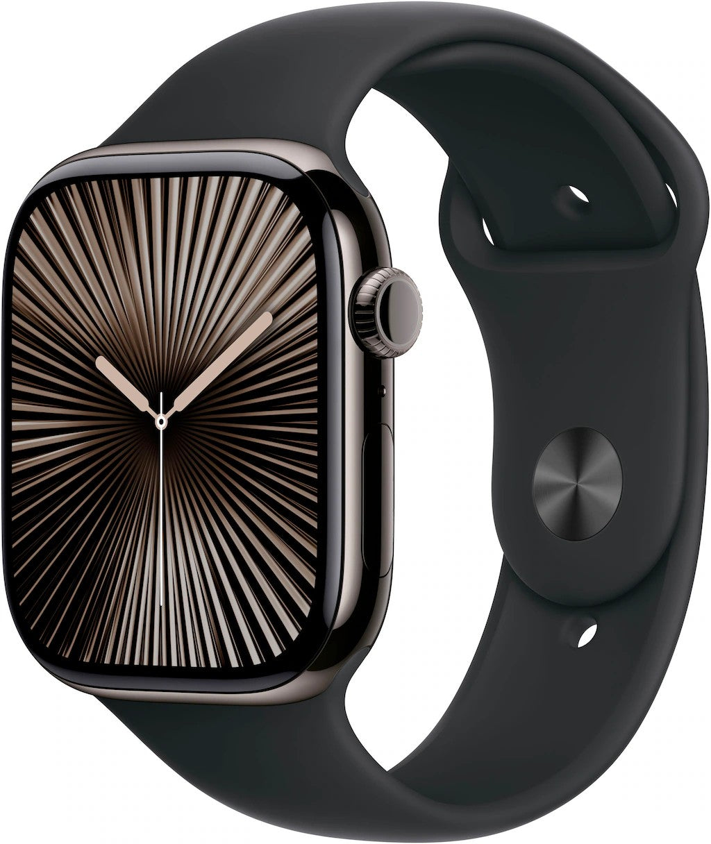 Apple Watch Series 10 GPS + Cellular 46mm Slate Titanium Case mit Black Sport Band - S/M (MWYD3QF/A)