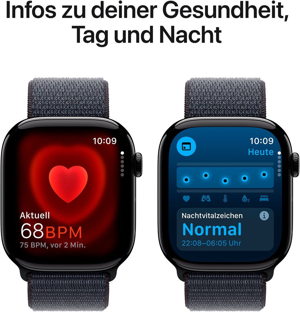 Apple Watch Series 10 GPS + Cellular 46 mm - Jet Black Aluminium Case with Ink Sport Band (MWY53QF/A)