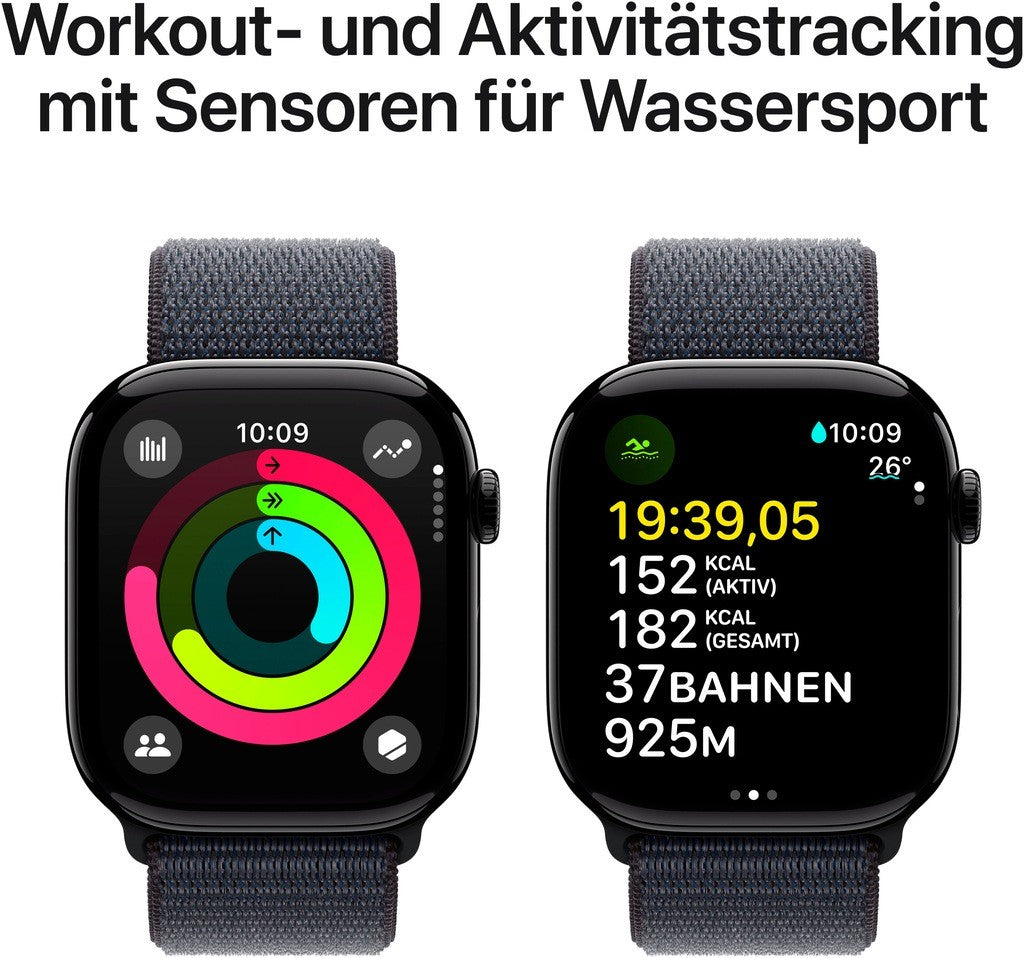 Apple Watch Series 10 GPS + Cellular 46 mm - Jet Black Aluminium Case with Ink Sport Band (MWY53QF/A)