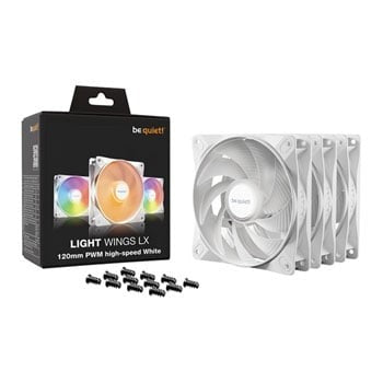 BE QUIET! Light Wings LX 120 mm PWM High Speed Case Fan - White - Triple Pack (BL125S)