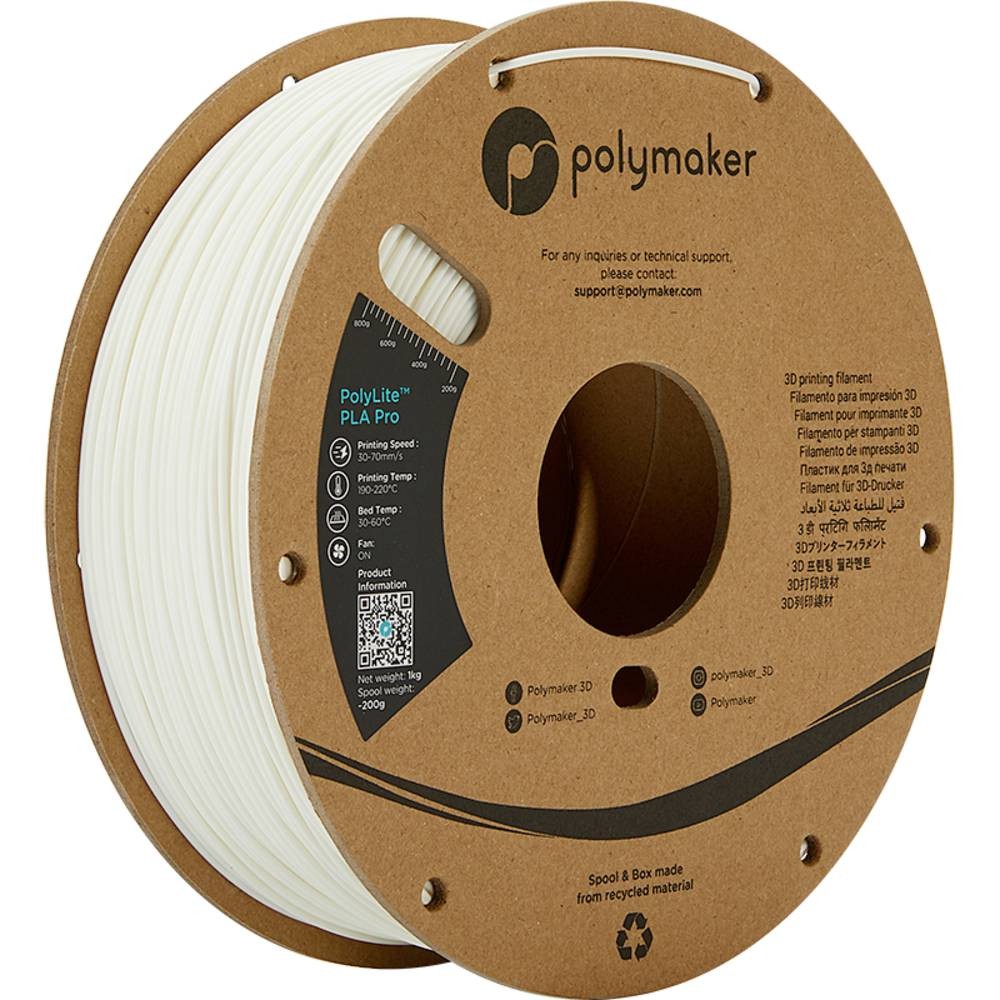 Polymaker PLA Pro Filament 1.75 mm 1000 g White - High Stiffness Impact Resistant (PA07002)