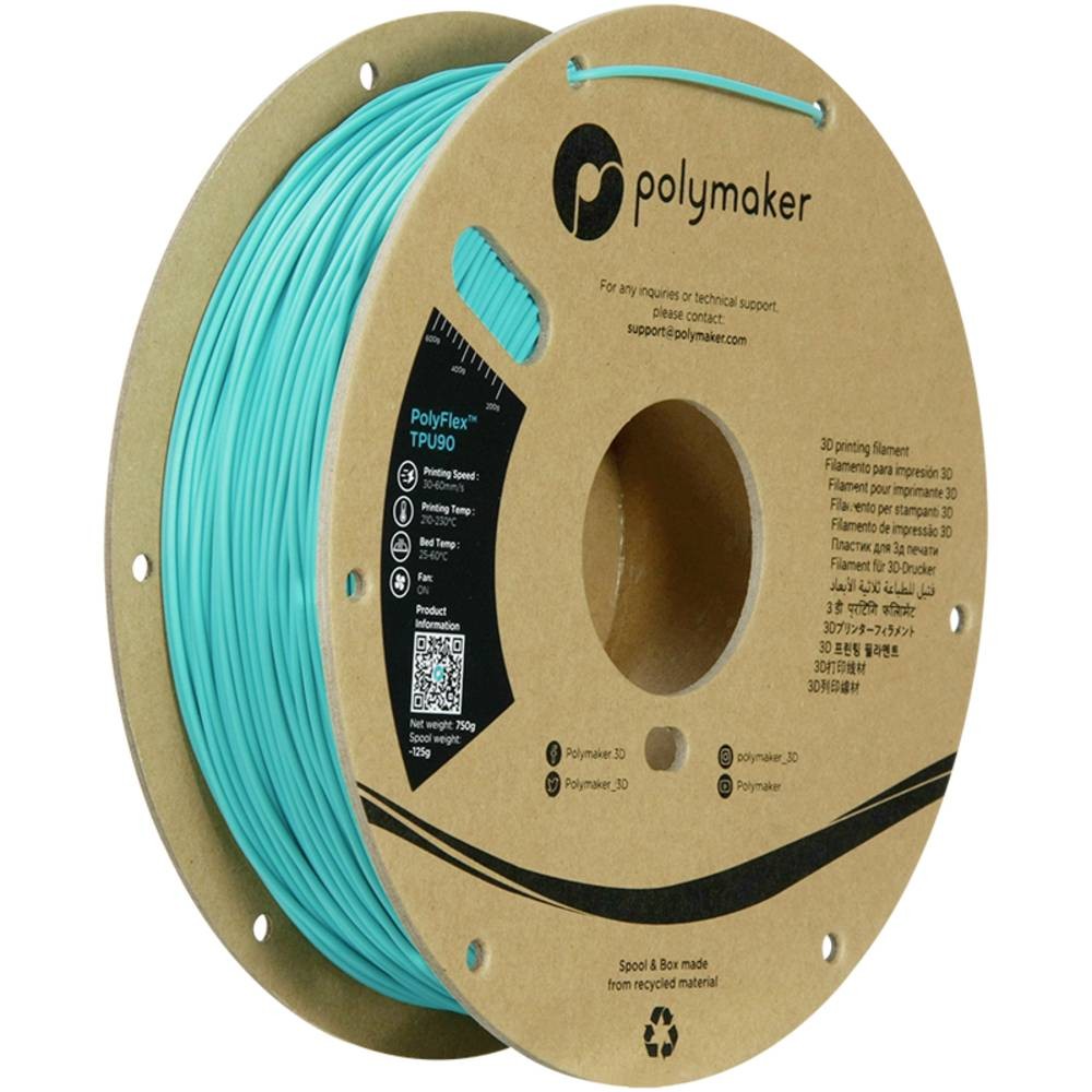 Polymaker PD02005 TPU90 Flexible Filament - 1.75 mm - 750 g - Blue-Green - PolyFlex