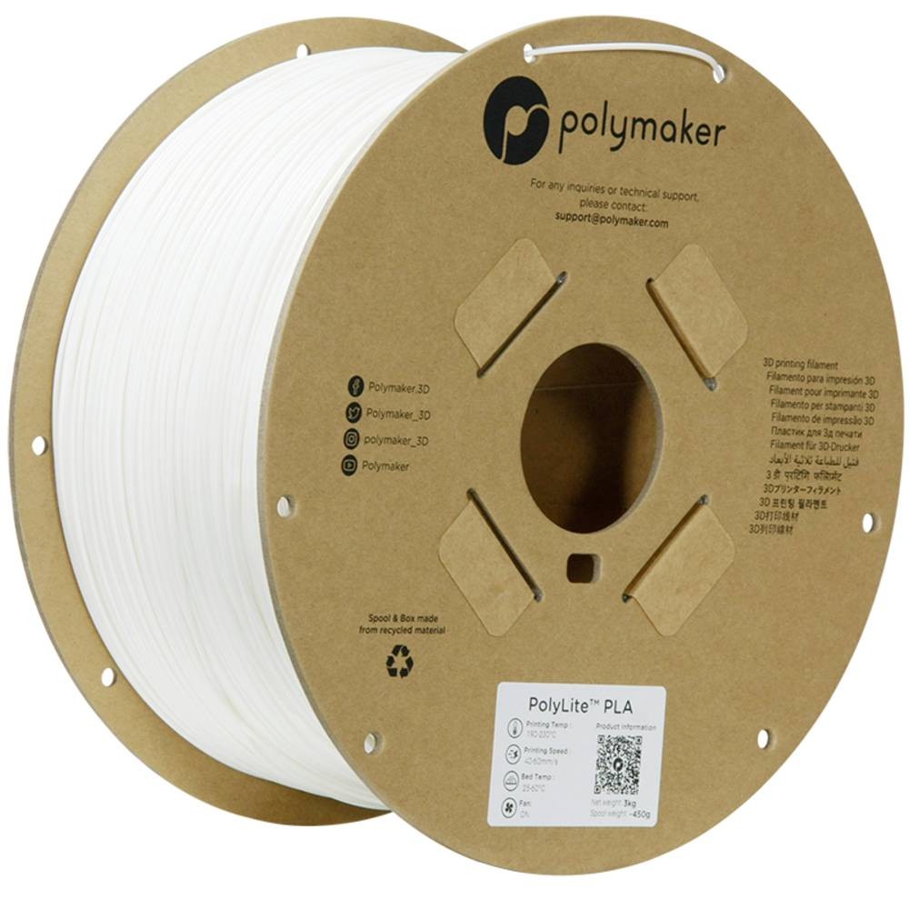 Polymaker PolyLite PLA 1.75 mm White 3 kg 3D Filament (PA02036)