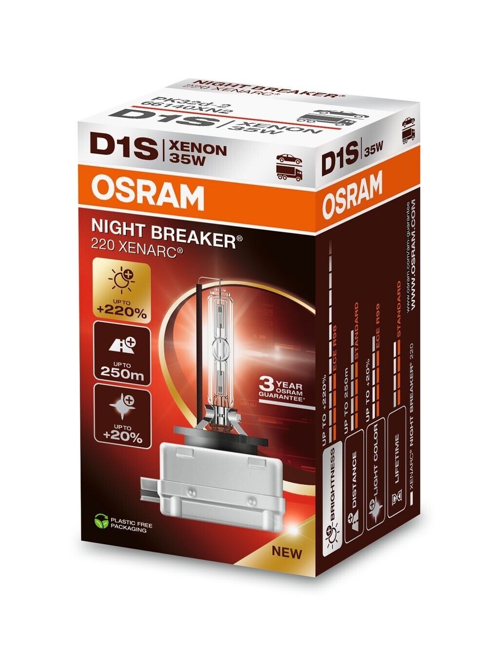 XENARC NIGHT BREAKER 220 Bulb D1S 85V 35W PK32D-2 4500K 1pcs