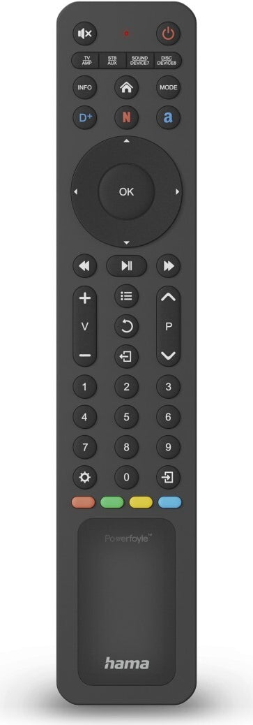 Hama Universal TV Remote Control, IR, Solar Powered, for 8 Devices (00221057)