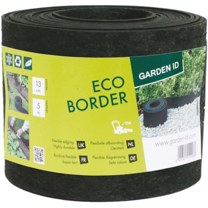 GARDEN ID Eco Border - Recycled Rubber Garden Edging - 5 m H13 cm - Flexible and Durable