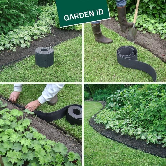 GARDEN ID Eco Border - Recycled Rubber Garden Edging - 5 m H20 cm - Flexible and Durable