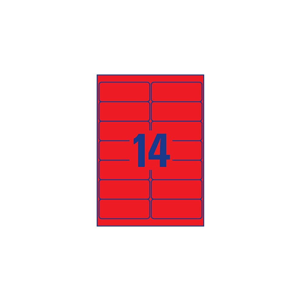 Avery L7263R Neon Red Labels, 38.1 x 99.1 mm, 350 Labels