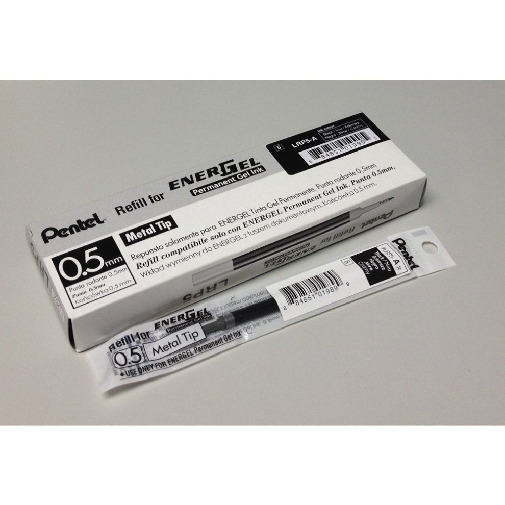Pentel - EnerGel Gel Pen Refills - Black - 0.25 mm - 12 pcs. (LRP5-AX)