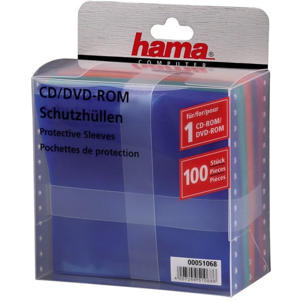 Hama - CD/DVD Case - Assorted Colors (Pack of 100) (00051068)
