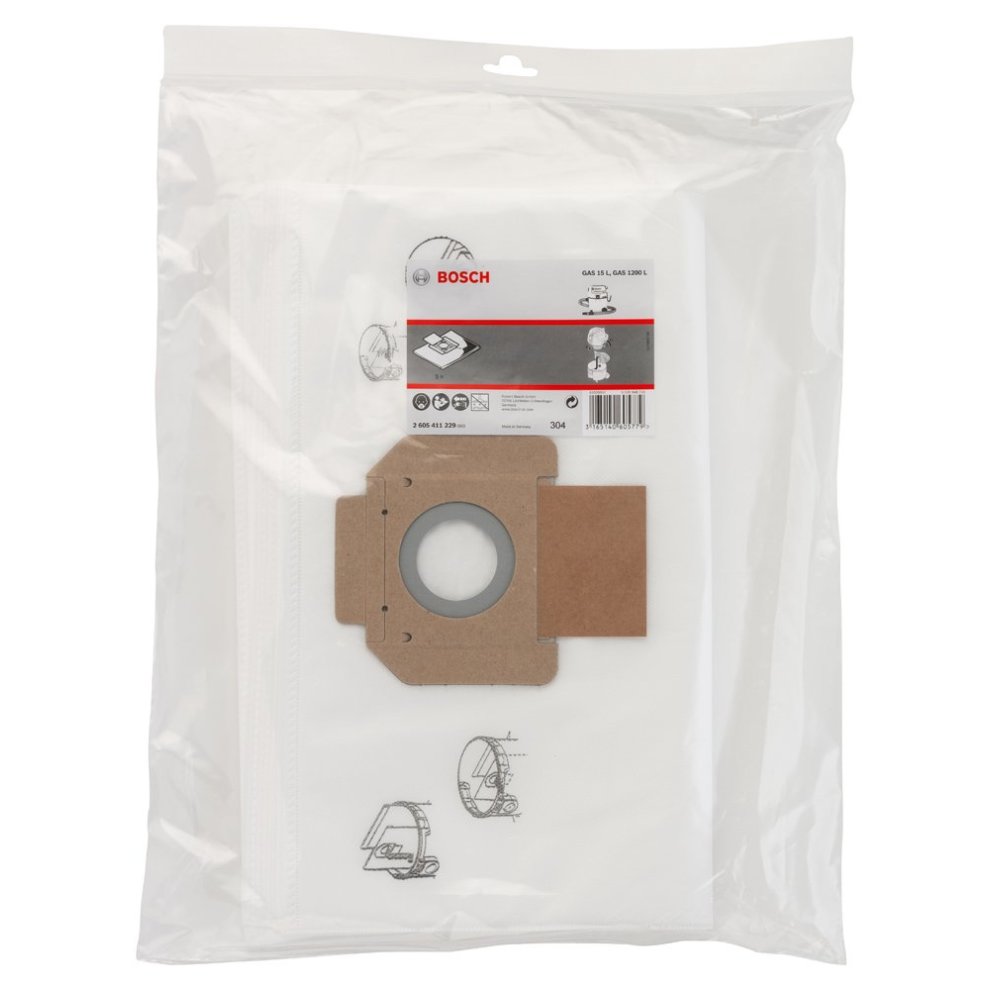Bosch Vacuum Cleaner Bag (Pack of 5) - for Bosch GAS 20 L SFC Professional