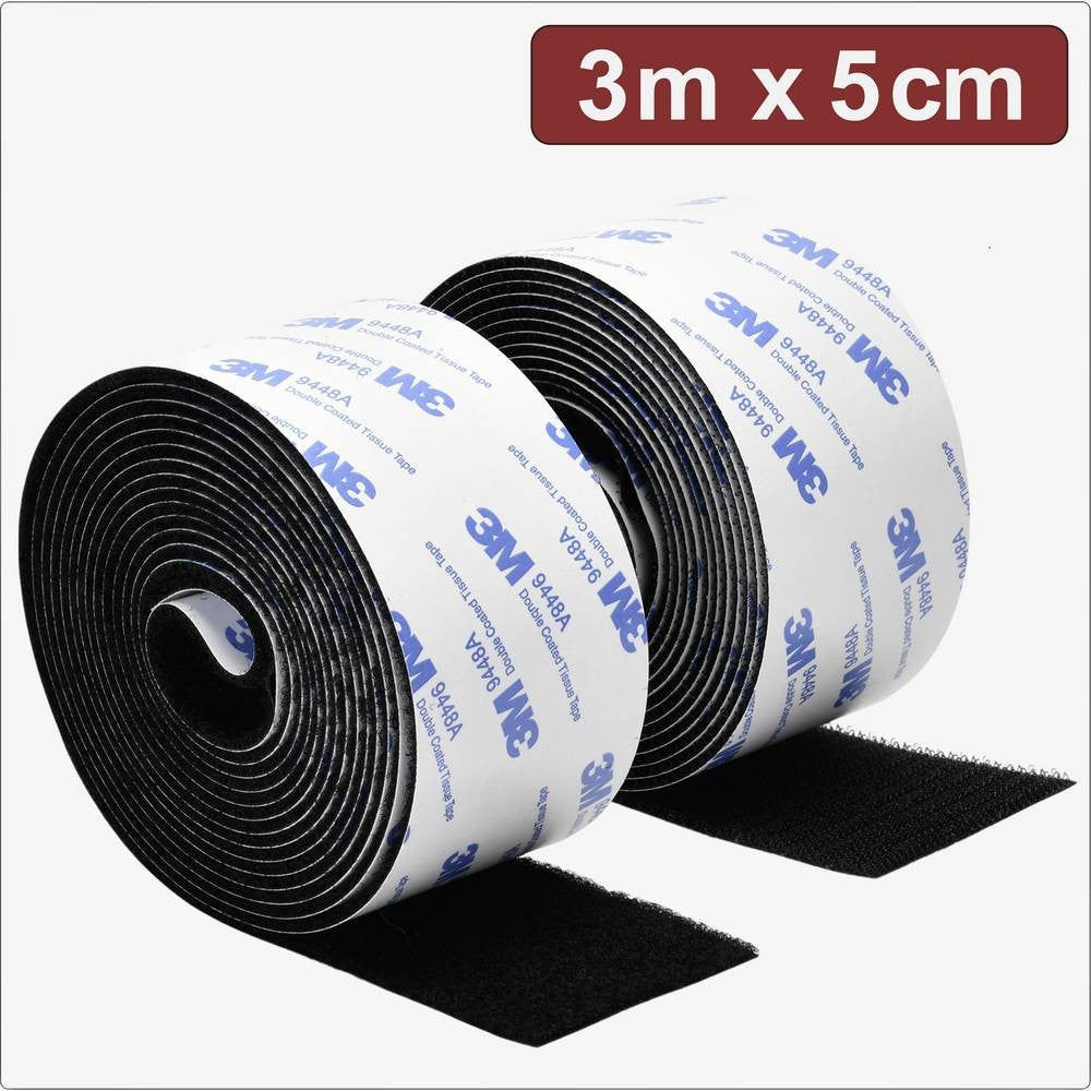 Quadrios Adhesive Hook and Loop Tape - 3 m x 5 cm - Black - Model 24CA322