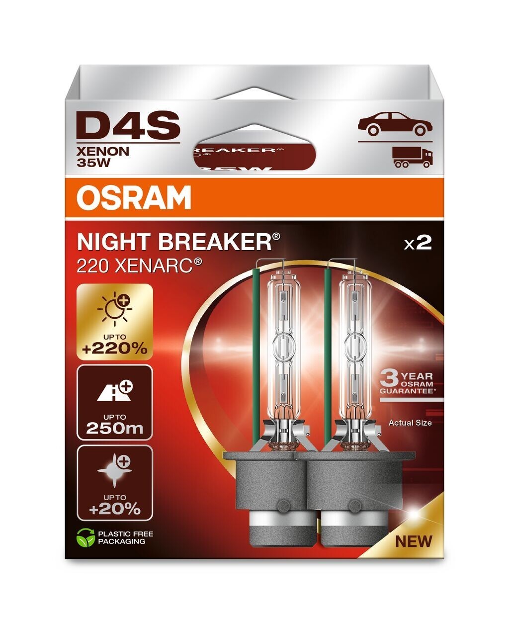 Osram D4S Night Breaker 220 35W Xenon Bulb Pack of 2 P32D-5