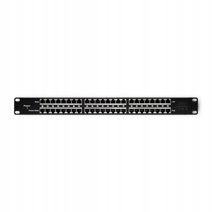 Qoltec 54477 Patch panel RACK| 48V | 24 ports | Passive PoE injector | Black